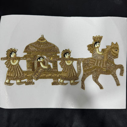 Designer Horse Zardozi Embroidered Applique Patch