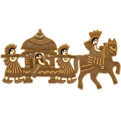 Designer Horse Zardozi Embroidered Applique Patch