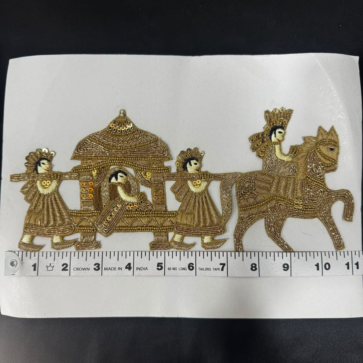 Designer Horse Zardozi Embroidered Applique Patch
