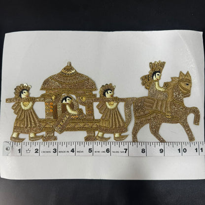Designer Horse Zardozi Embroidered Applique Patch