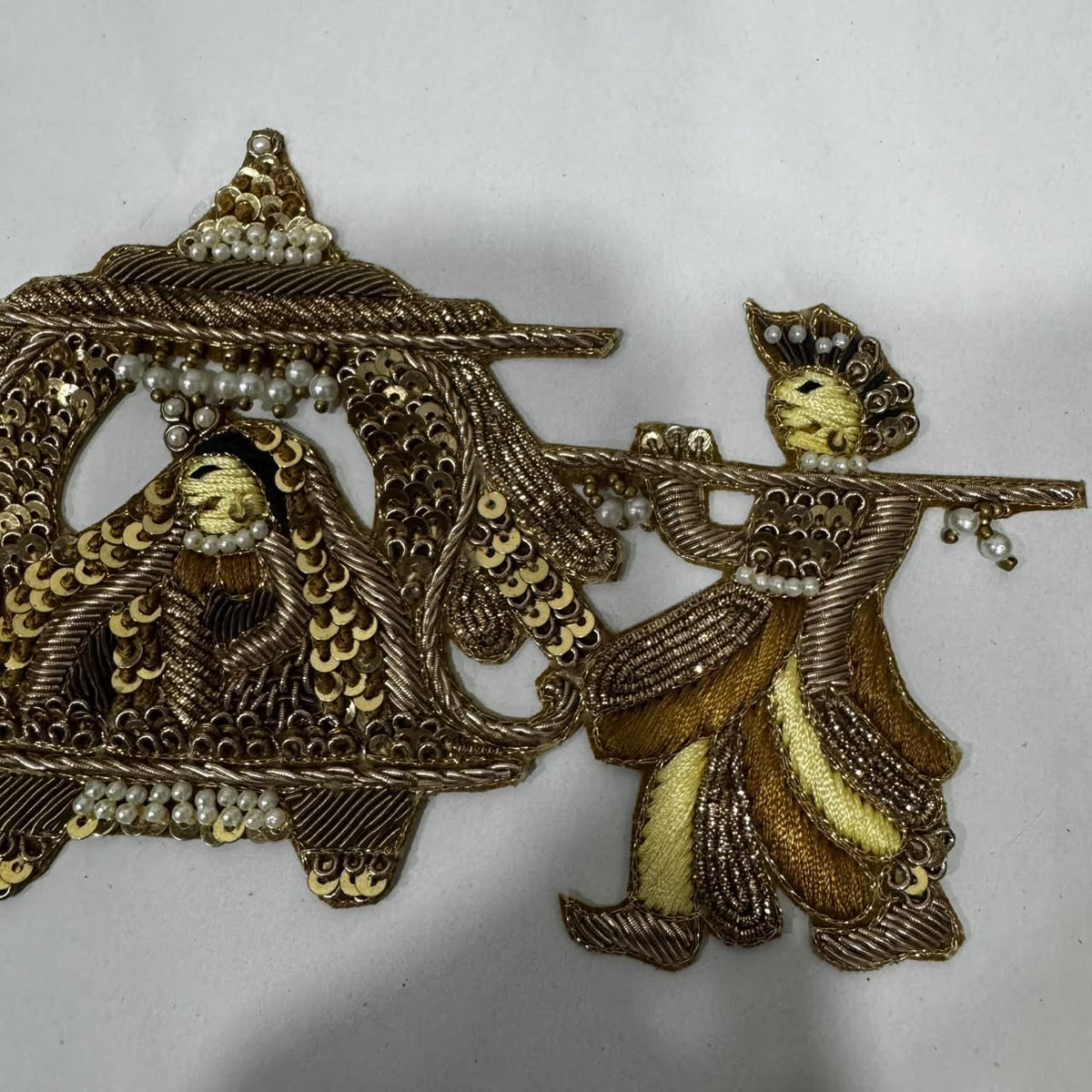 Designer Doli Zardozi Embroidered Applique Patch with Pearl