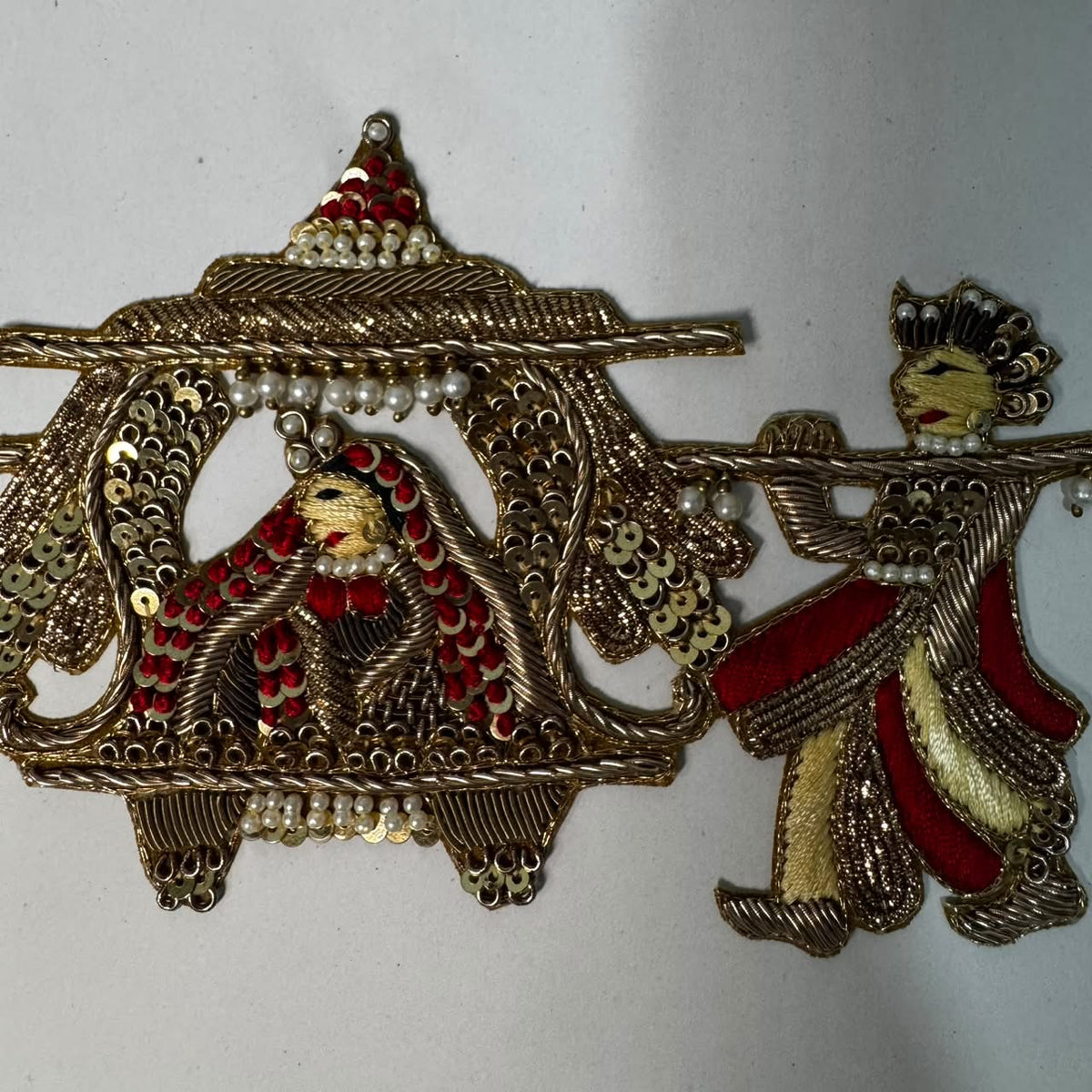 Designer Doli Zardozi Embroidered Applique Patch with Pearl