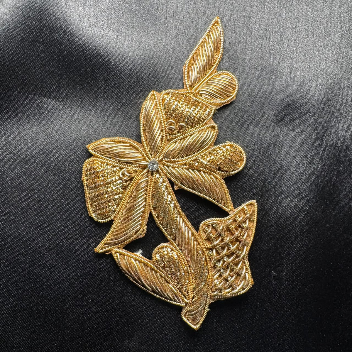Golden Decorative floral Embroidery Patch
