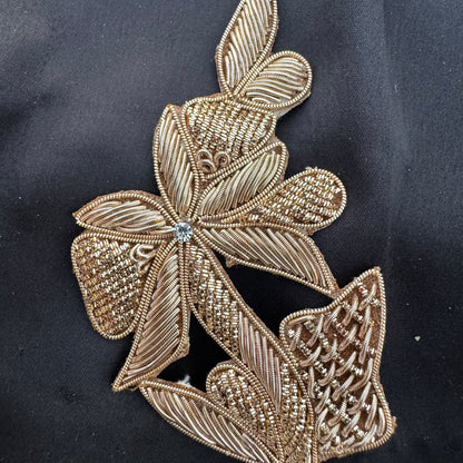 Golden Decorative floral Embroidery Patch