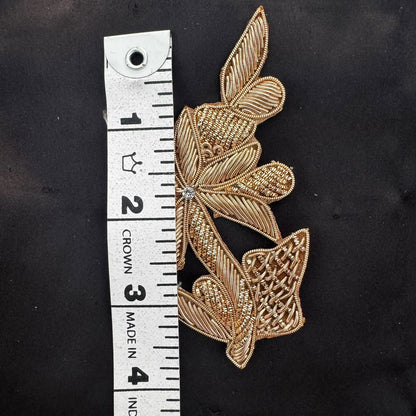 Golden Decorative floral Embroidery Patch