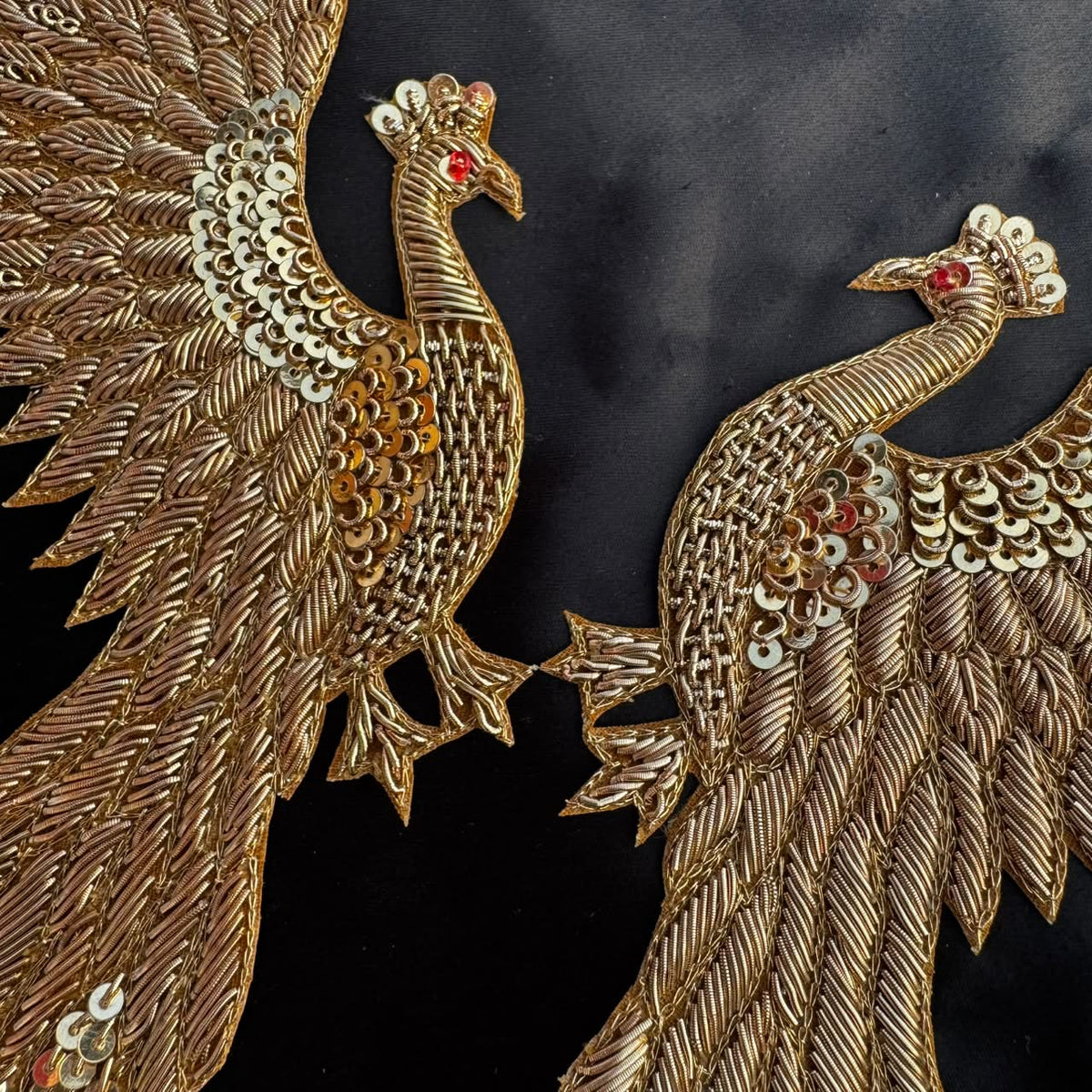 Twin Peacock Designer Pair Applique Patch