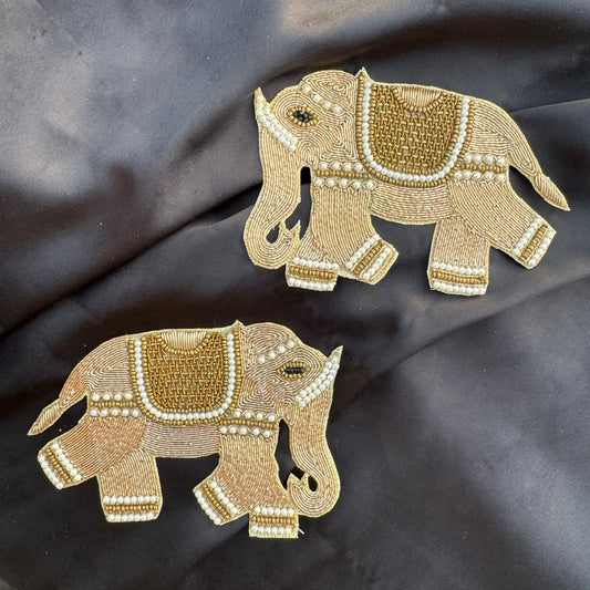Pair of Royal Elephant Patches for Wedding Wear