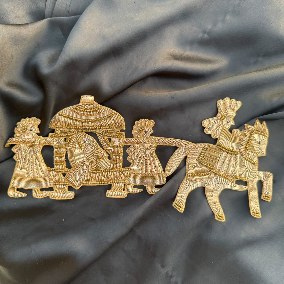 Ethnic Folk Art Embroidery Horse Patch for Saree and Blouse