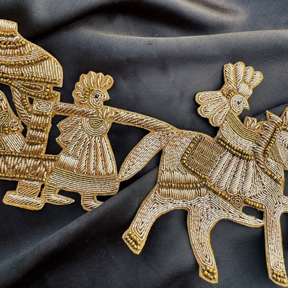 Ethnic Folk Art Embroidery Horse Patch for Saree and Blouse