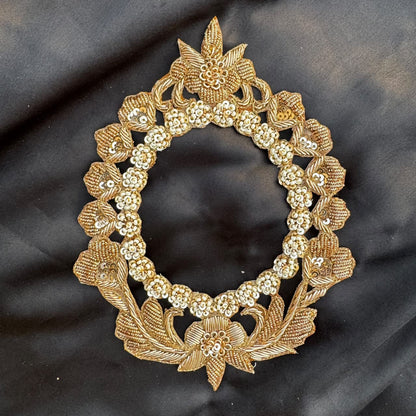Oval Garden Flower Embroidery Applique Patch for Designer