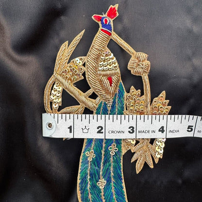 Artistic Peacock Bird Patch Pair with Sequin and Thread Work