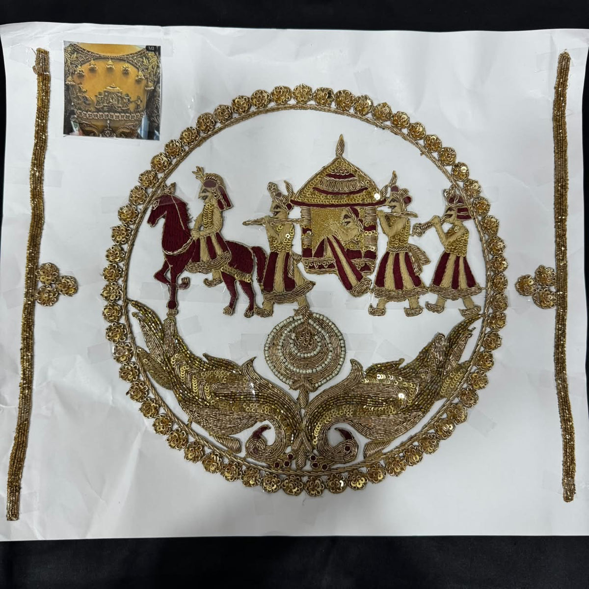 Royal Indian Doli Scene Embroidery Applique Patch
