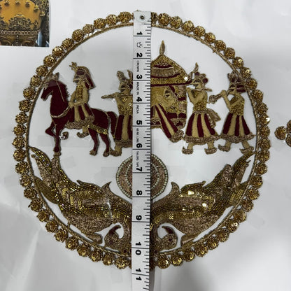 Royal Indian Doli Scene Embroidery Applique Patch