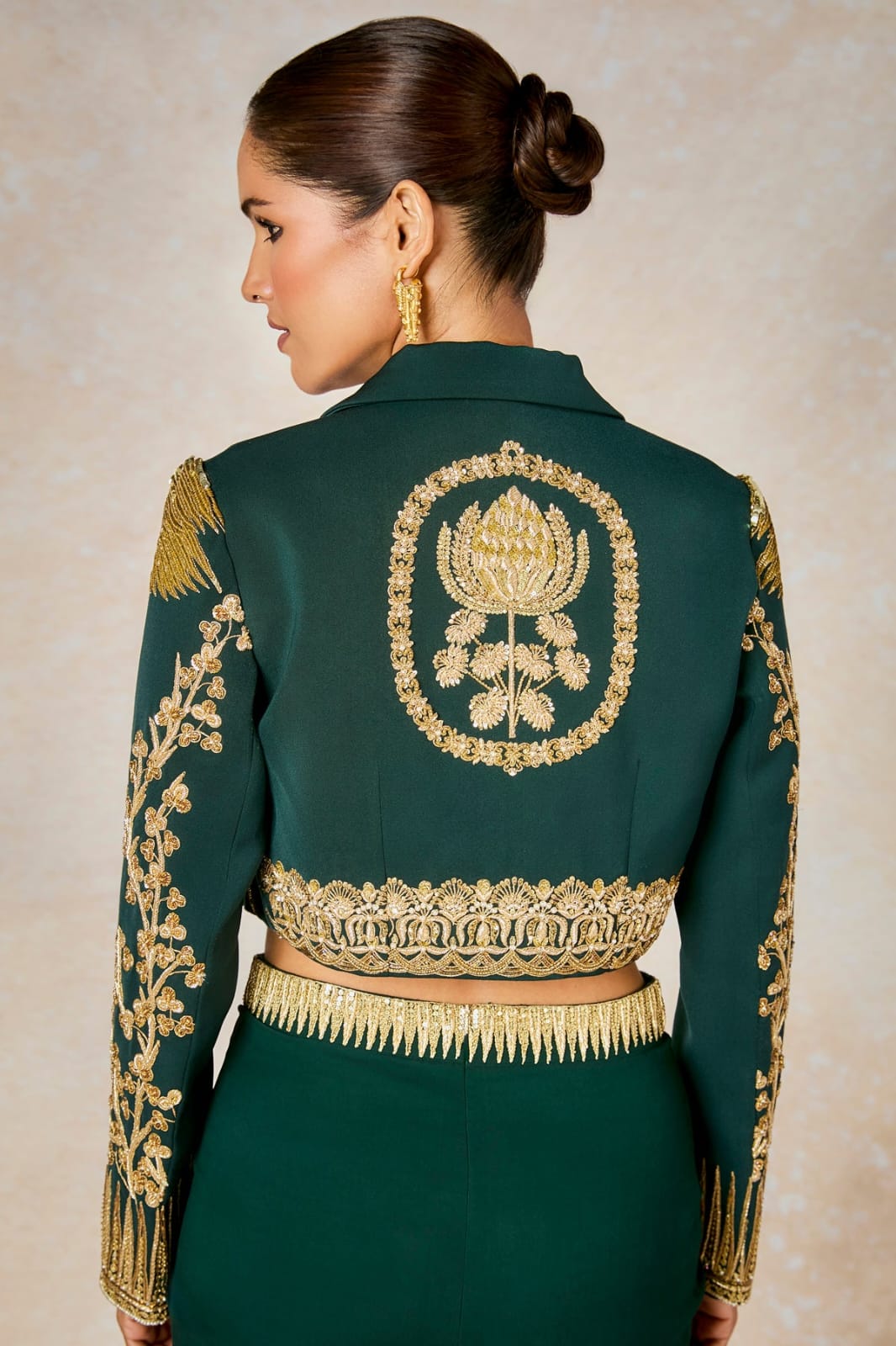 Antique Gold Dabka work Flower Motif Patch