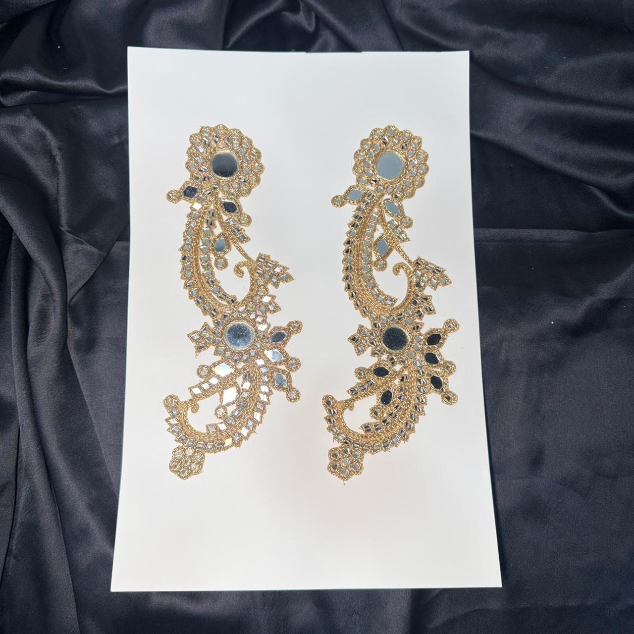 Fancy Mirror & Dabka Work Designer Patch (Pair)