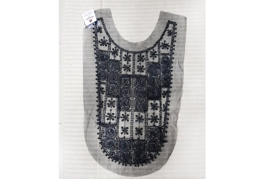 Black Color Beads Work Neck Patch Sew on Neck Applique