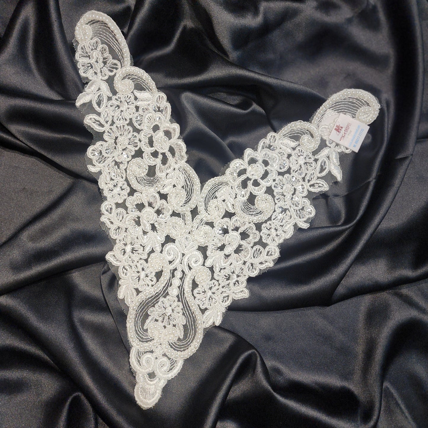 White Color V Shape Neck Patch with Net base