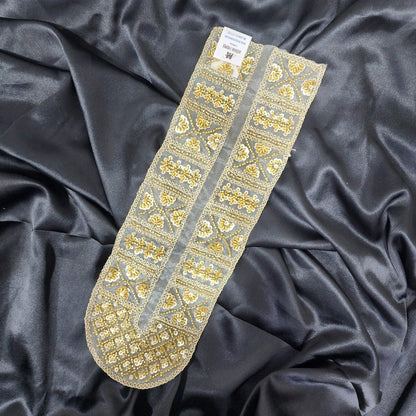 Golden U-Shaped Beads and Sequins work Neckline Patch