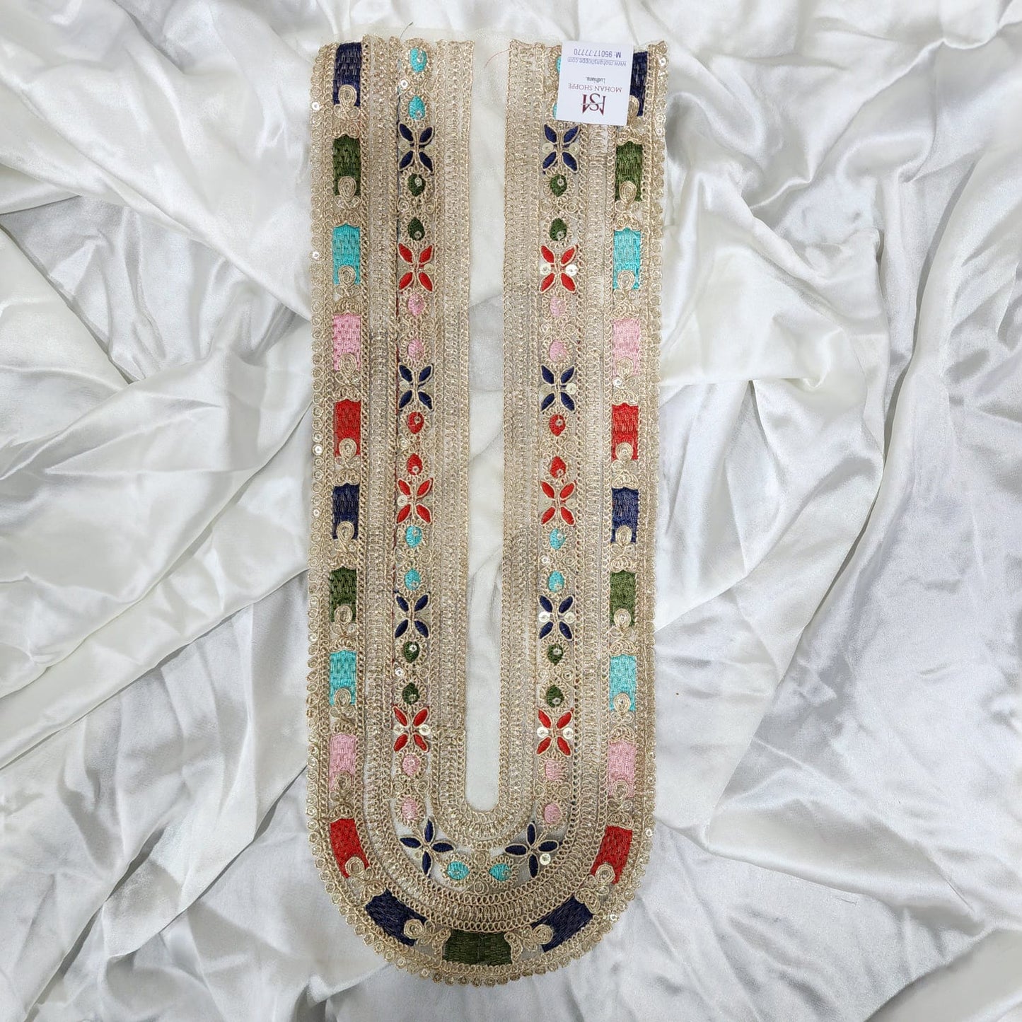 Multicolor Zari work Neckline Patch Applique
