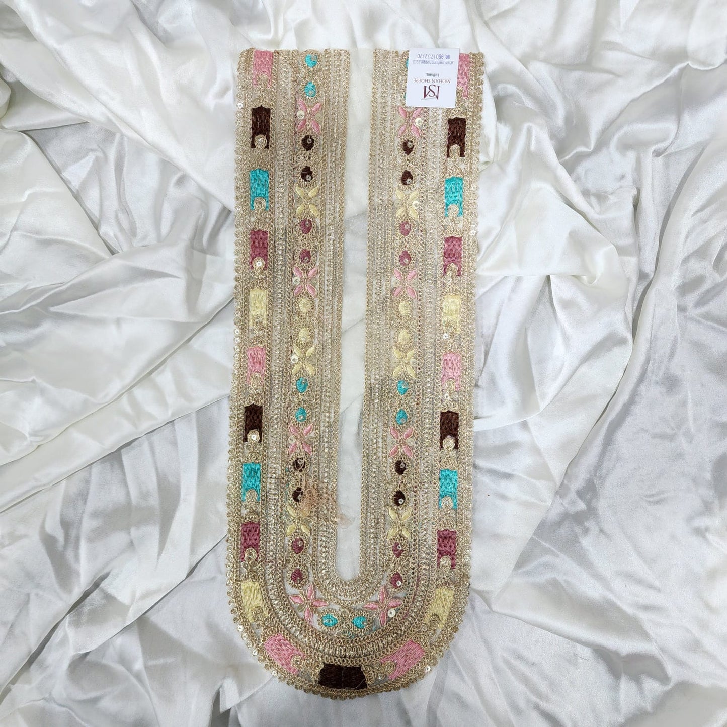 Multicolor Zari work Neckline Patch Applique