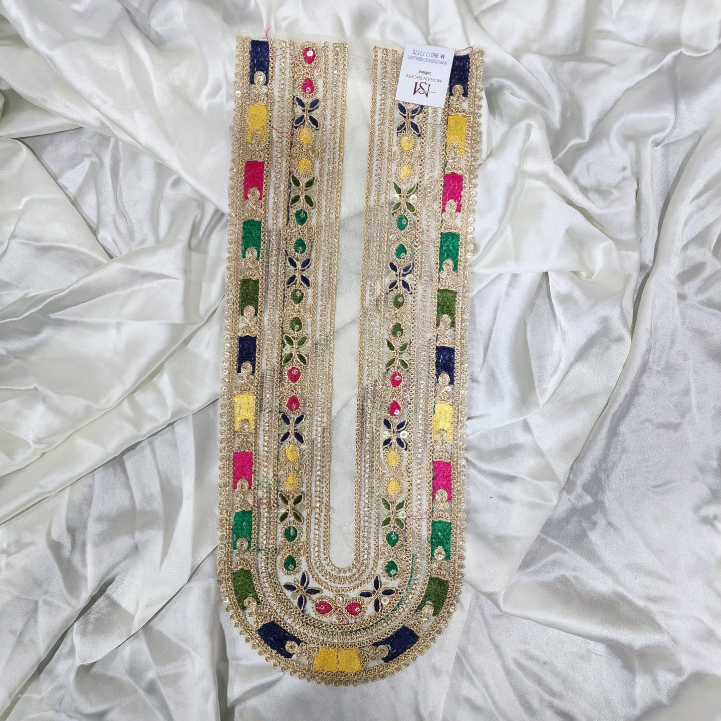 Multicolor Zari work Neckline Patch Applique