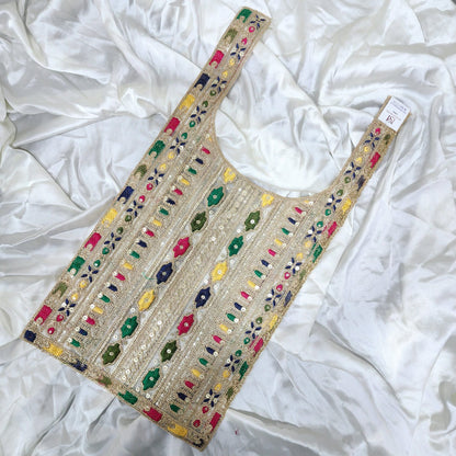 Golden Multicolor Zari work Neck Patch