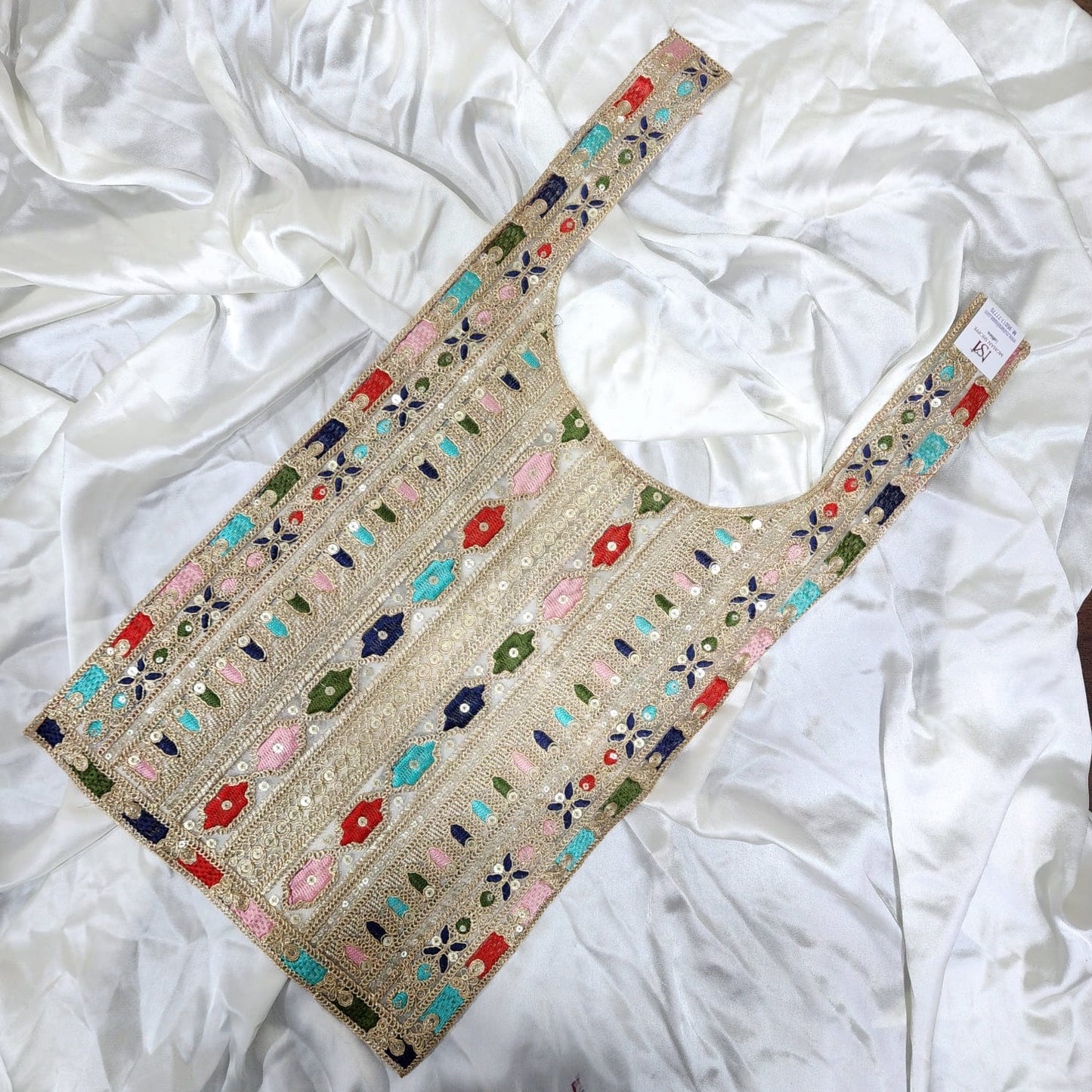 Golden Multicolor Zari work Neck Patch