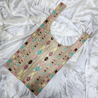Golden Multicolor Zari work Neck Patch