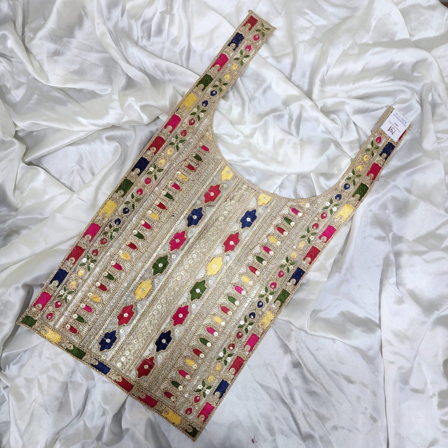 Golden Multicolor Zari work Neck Patch