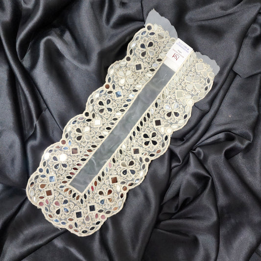 Off white color Mirror work Neckline Patch Applique