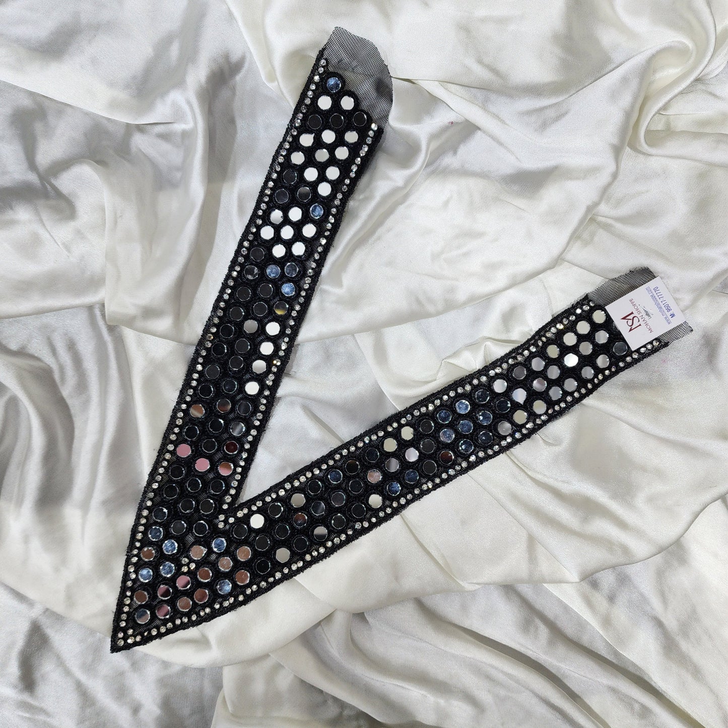 Fancy V shaped Mirror work Neckline Patch