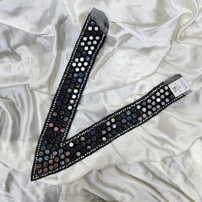 Fancy V shaped Mirror work Neckline Patch