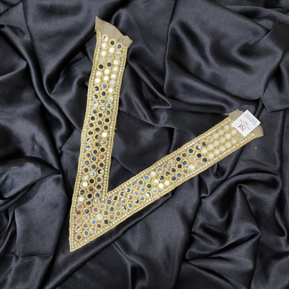 Fancy V shaped Mirror work Neckline Patch