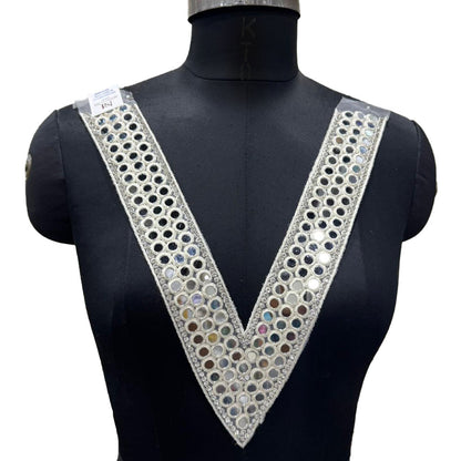Fancy V shaped Mirror work Neckline Patch