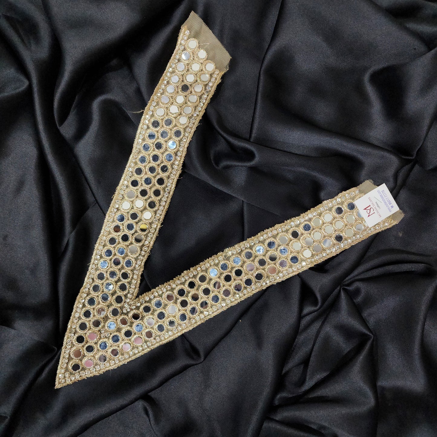 Fancy V shaped Mirror work Neckline Patch