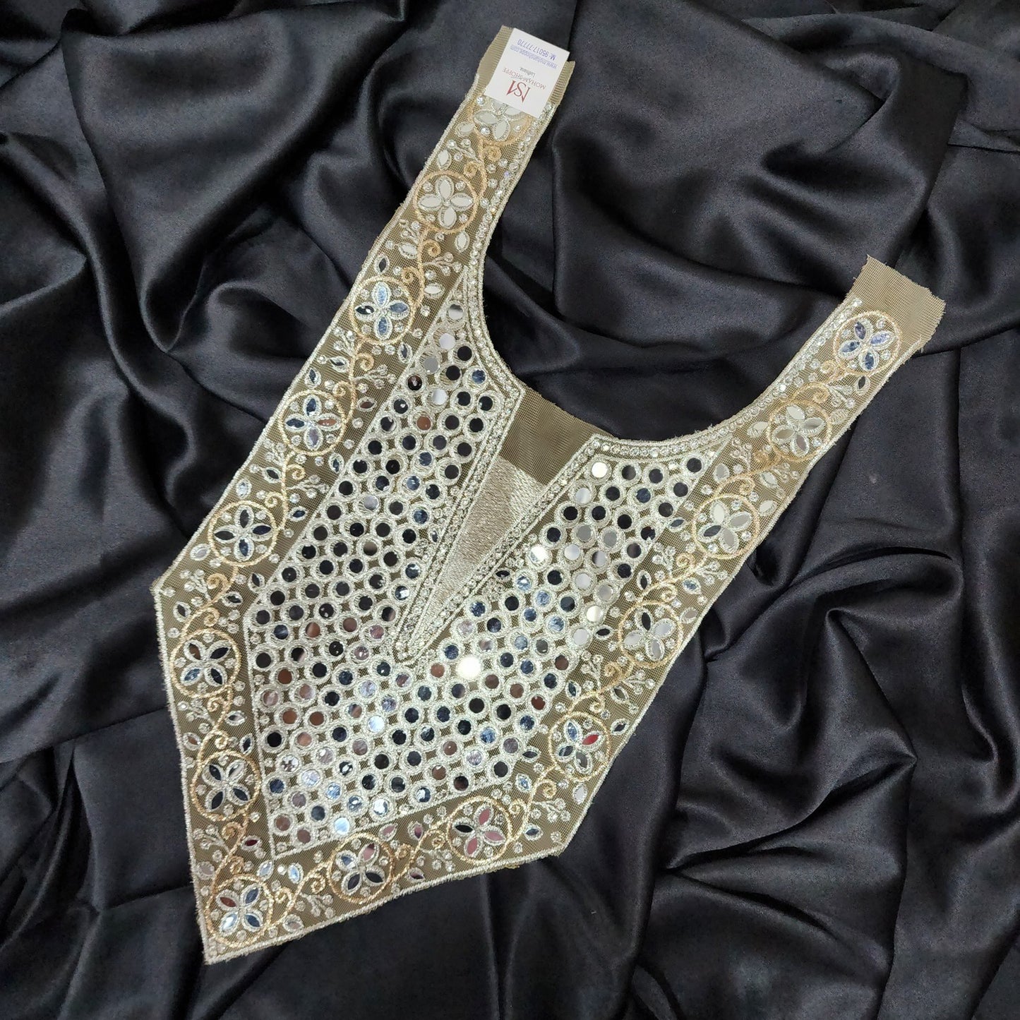 Designer Mirror and Zari work Neckline Patch