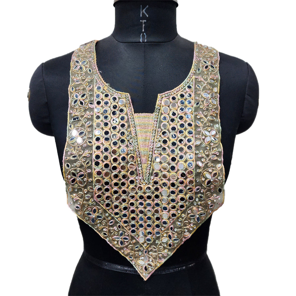 Designer Mirror and Zari work Neckline Patch