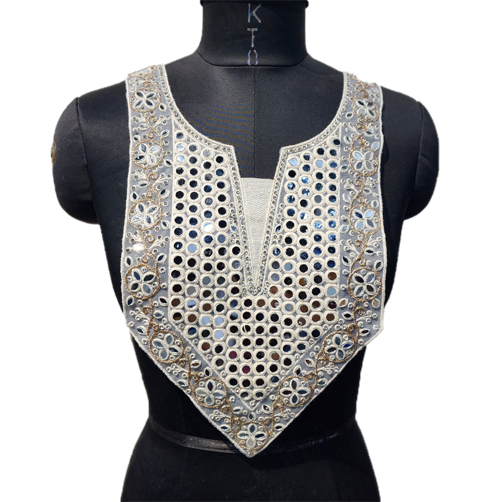 Designer Mirror and Zari work Neckline Patch