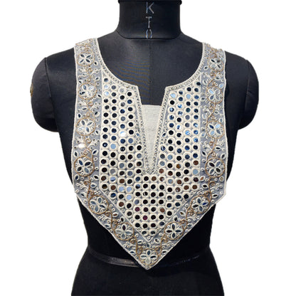 Designer Mirror and Zari work Neckline Patch