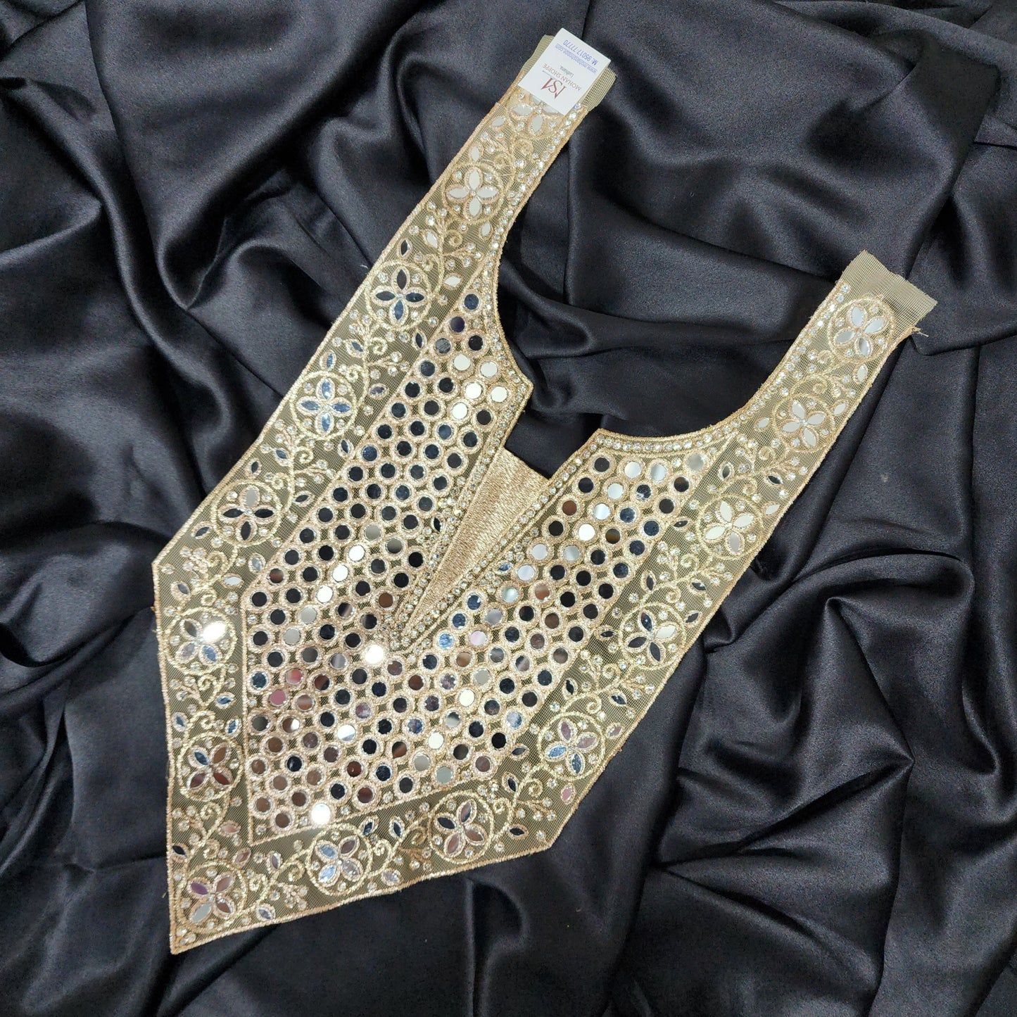 Designer Mirror and Zari work Neckline Patch