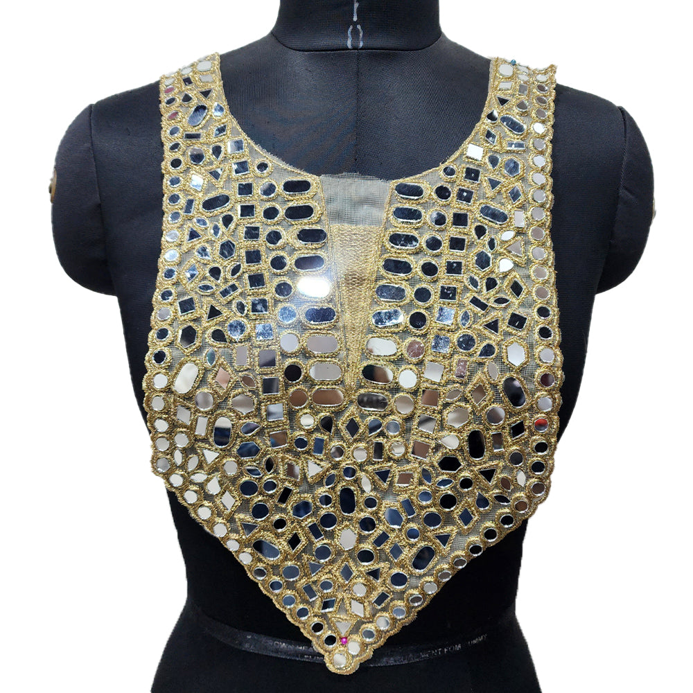 Stylish Mirror Work Neckline Applique Patch
