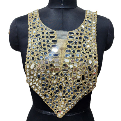 Stylish Mirror Work Neckline Applique Patch