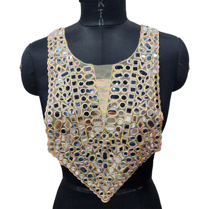 Stylish Mirror Work Neckline Applique Patch
