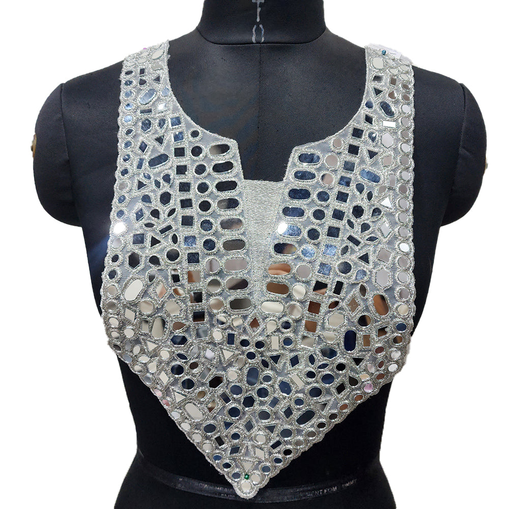 Stylish Mirror Work Neckline Applique Patch