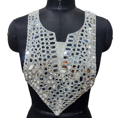 Stylish Mirror Work Neckline Applique Patch
