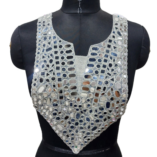 Stylish Mirror Work Neckline Applique Patch