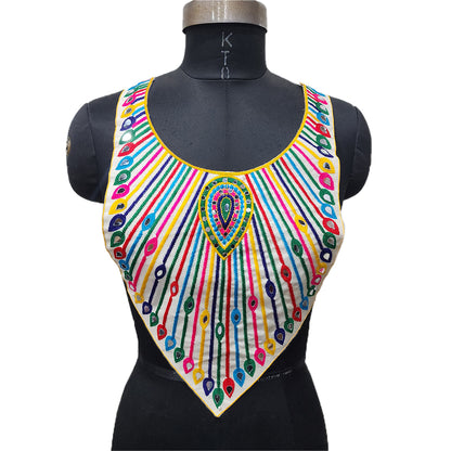 Multicolor Neckline Patch with mirror detailing