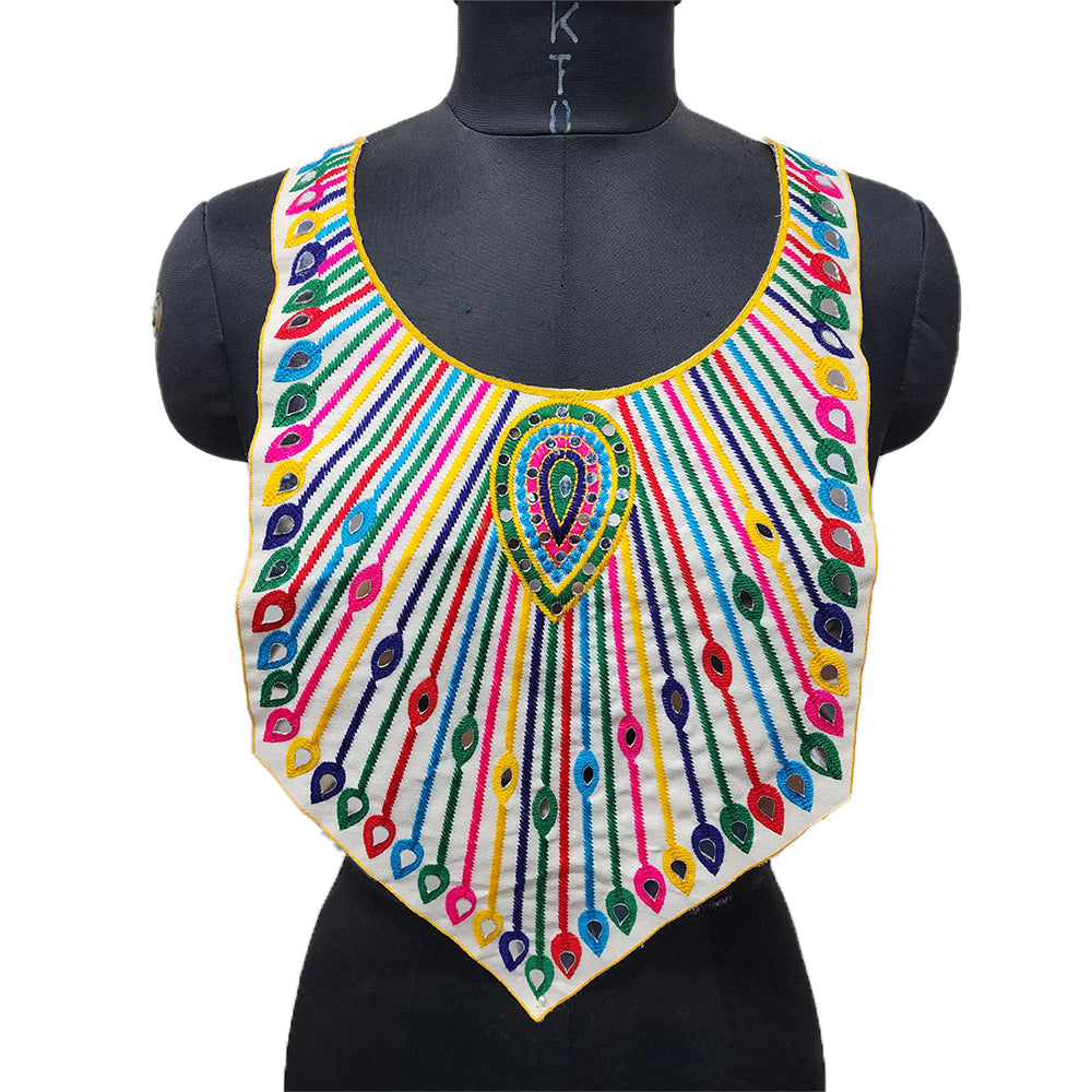 Multicolor Neckline Patch with mirror detailing
