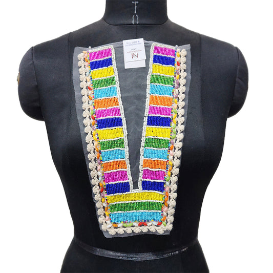 Multicolor Beads work Neck Applique