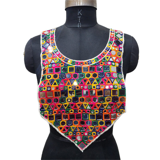 Multicolor Mirror work Neck Patch